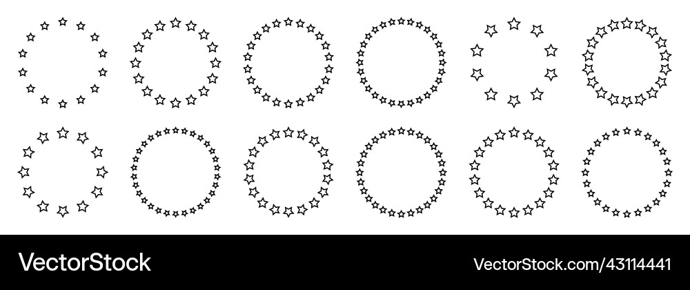 Stars of various sizes arranged in a circle round Stars of various sizes arranged in a circle round vector image
