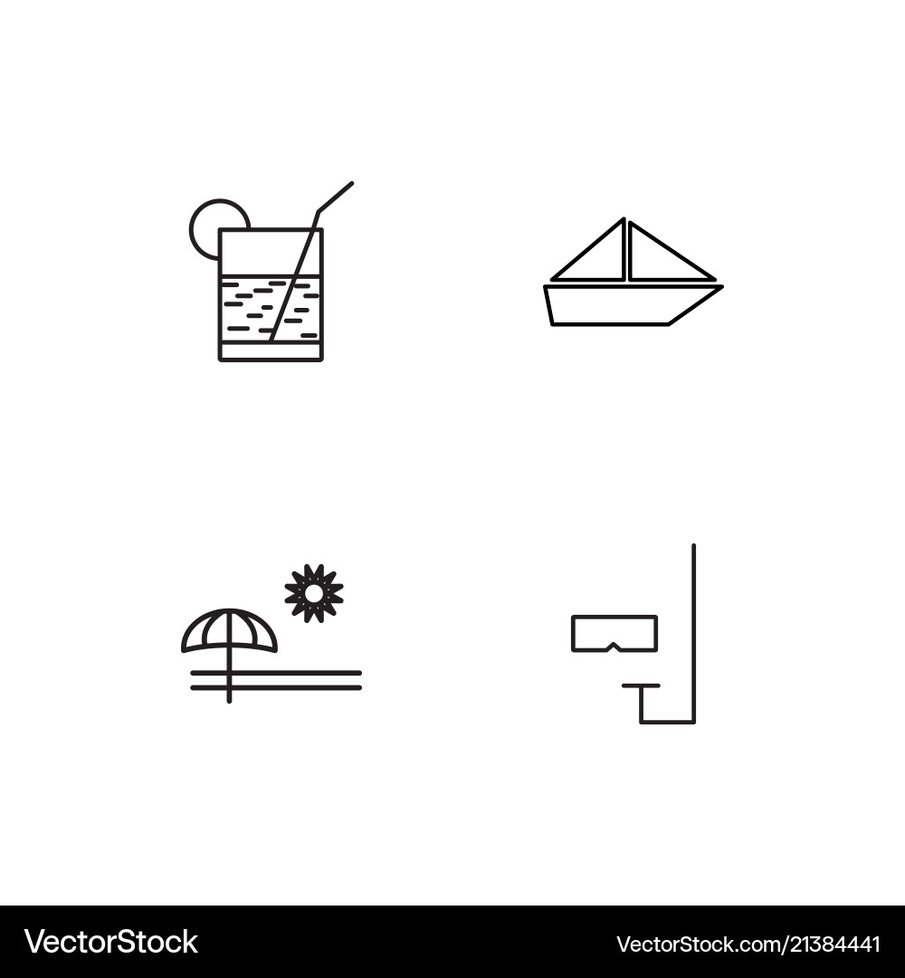 Summer linear icons set simple outline vector image