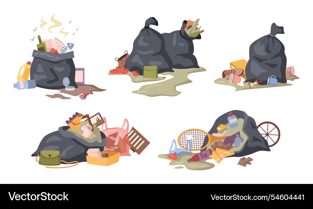 Trash bags rotting garbage and discarded matters Trash bags rotting garbage and discarded matters vector image