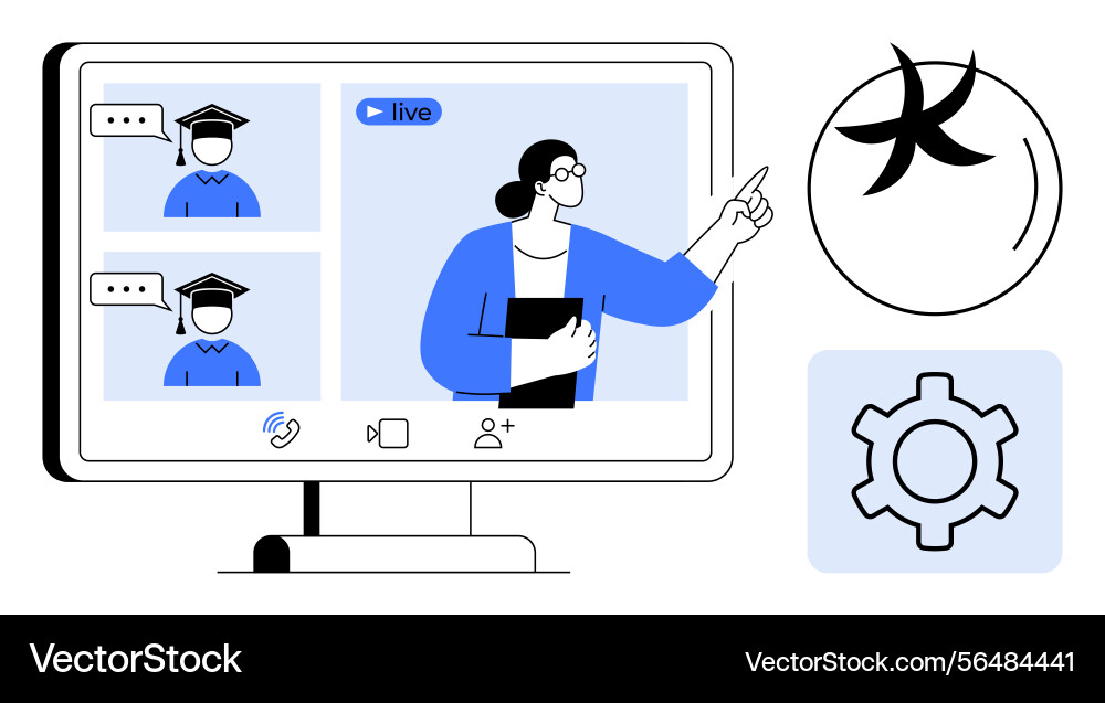Virtual learning session with instructor Virtual learning session with instructor vector image