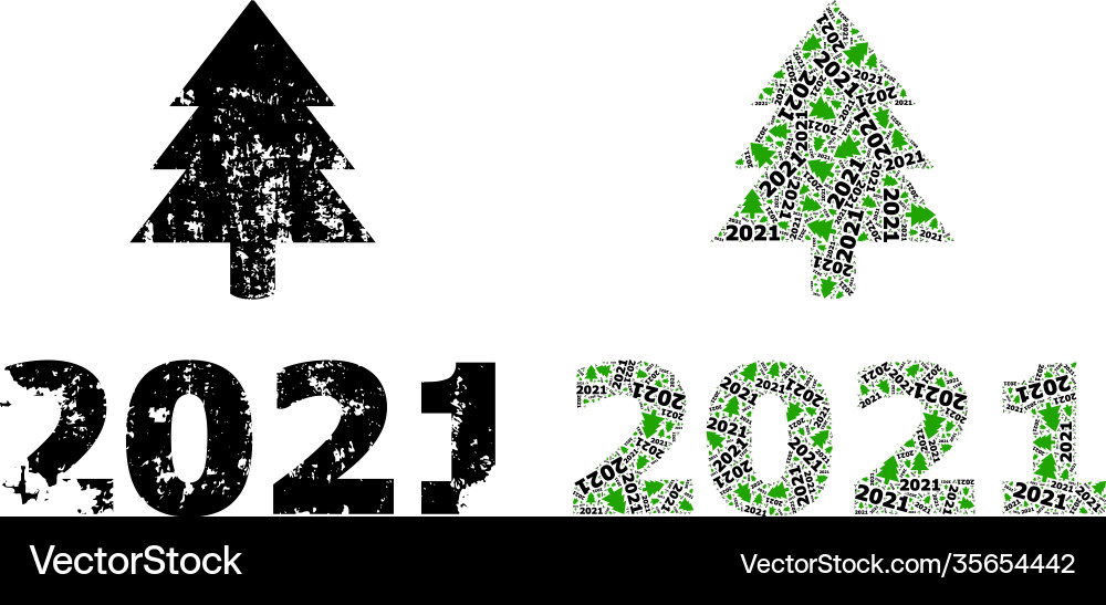 2021 fir tree icon recursive composition vector image