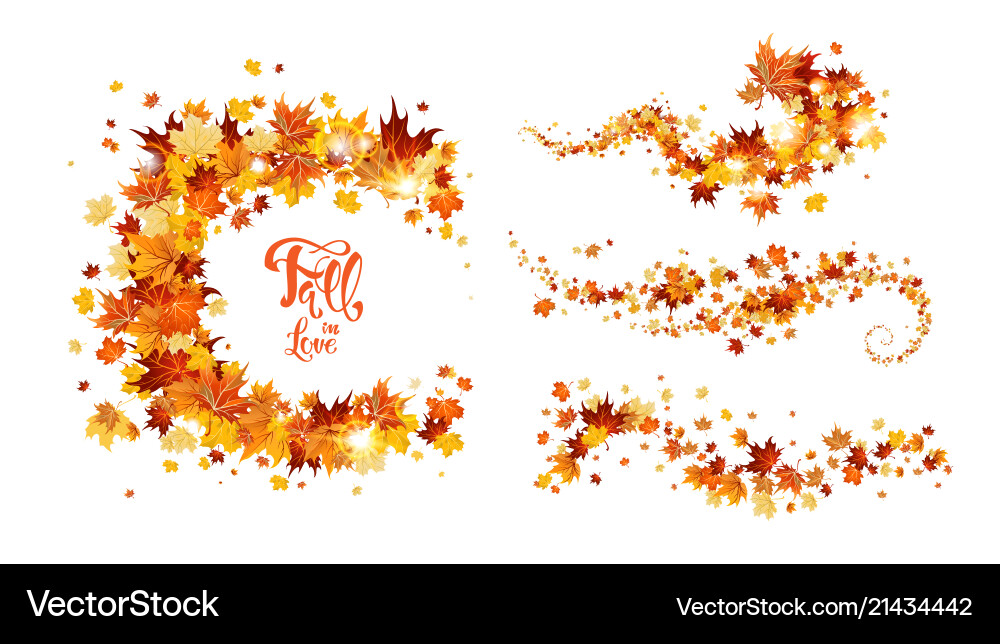 Autumn Leaves Swirl - Maple Fall Vector Image
