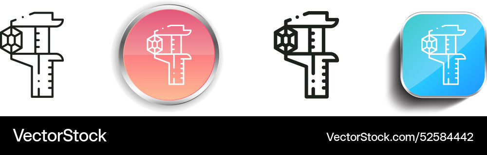 Caliper icon thin linear regular and button style vector image