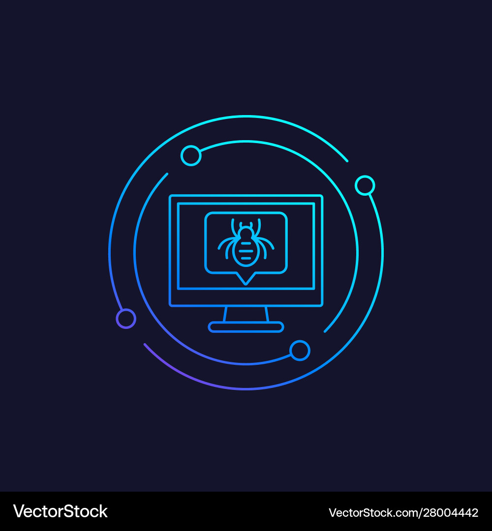 Computer bug icon linear Vector Image