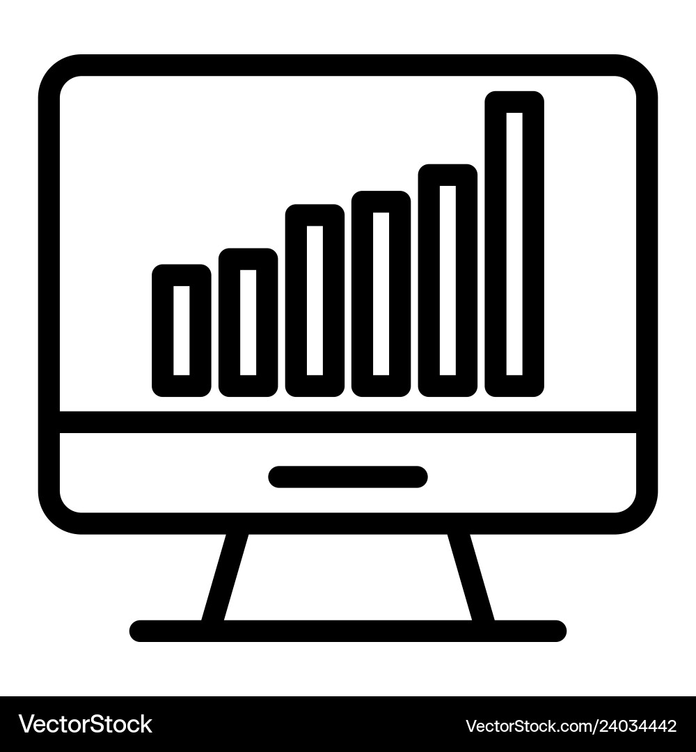 Computer chart line icon with graph Computer chart line icon with graph vector image