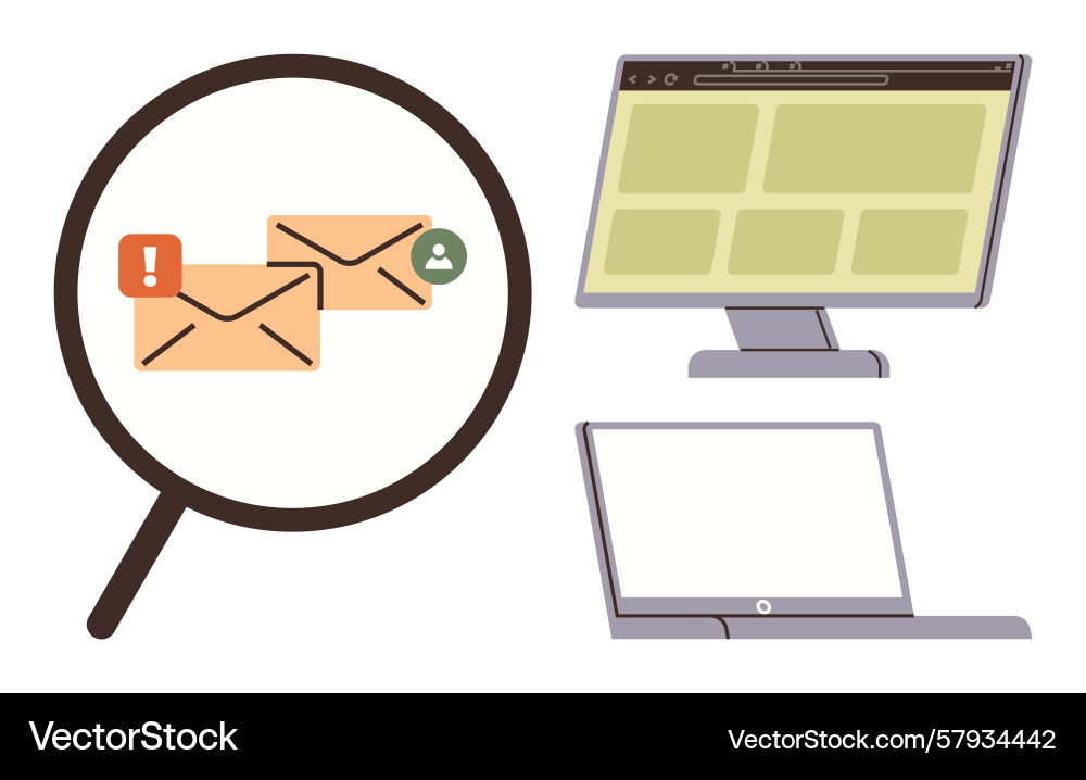 Email notifications and communication on digital Email notifications and communication on digital vector image