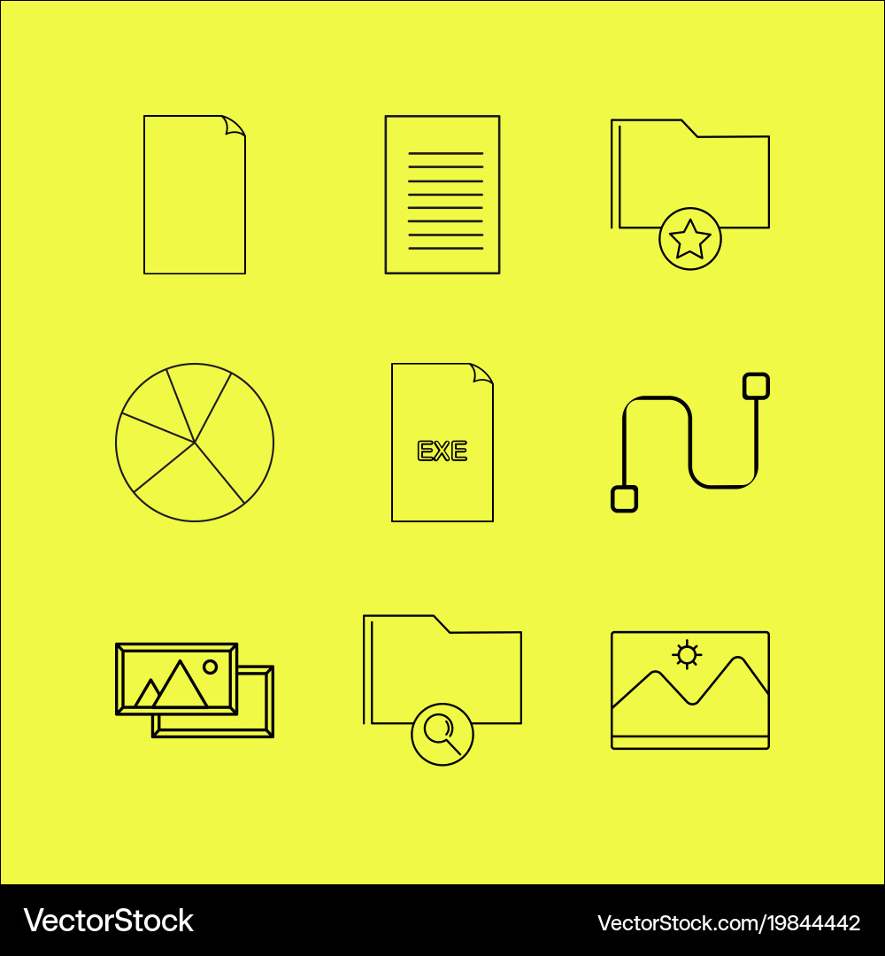 Files and folders linear icon set simple outline vector image