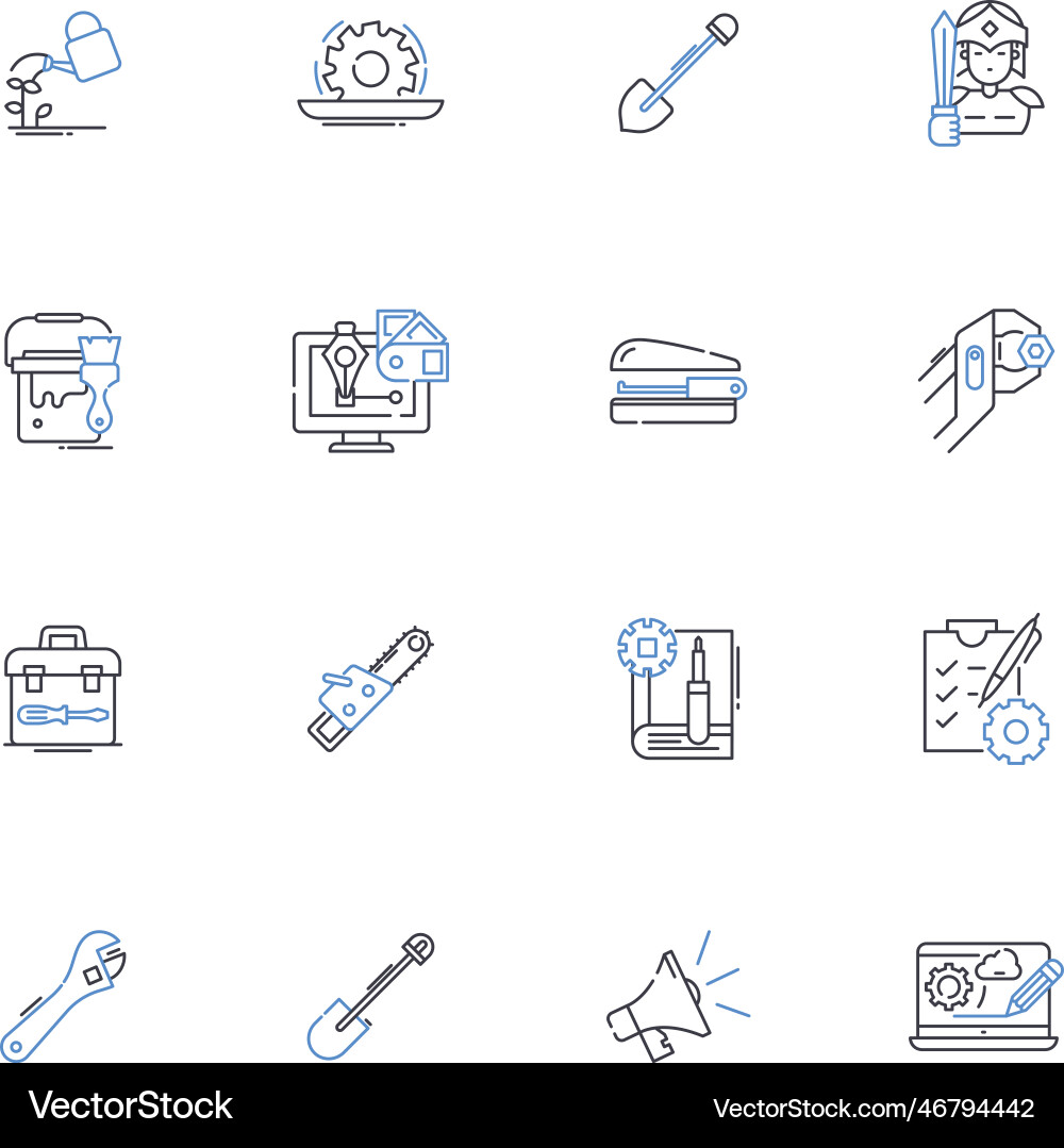 Geospatial analysis line icons collection Vector Image