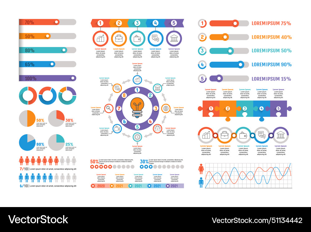 Infographic chart graph colorful elements Vector Image