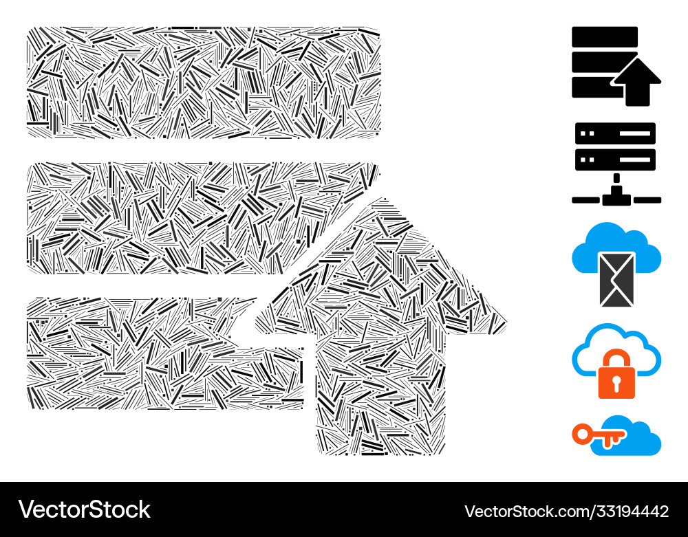 Line mosaic upload database icon Line mosaic upload database icon vector image