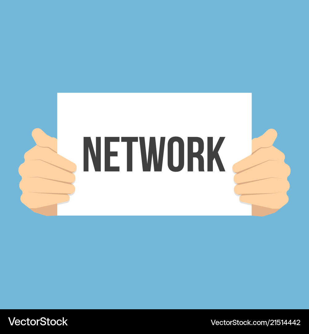 Man showing paper network text Man showing paper network text vector image