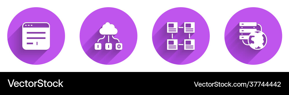 Set browser window cloud technology data transfer Set browser window cloud technology data transfer vector image