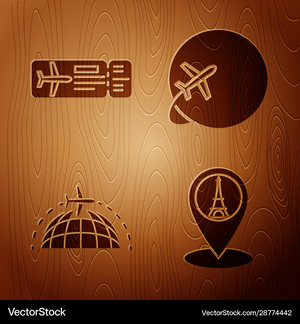 Set map pointer with eiffel tower airline ticket Set map pointer with eiffel tower airline ticket Vector Image