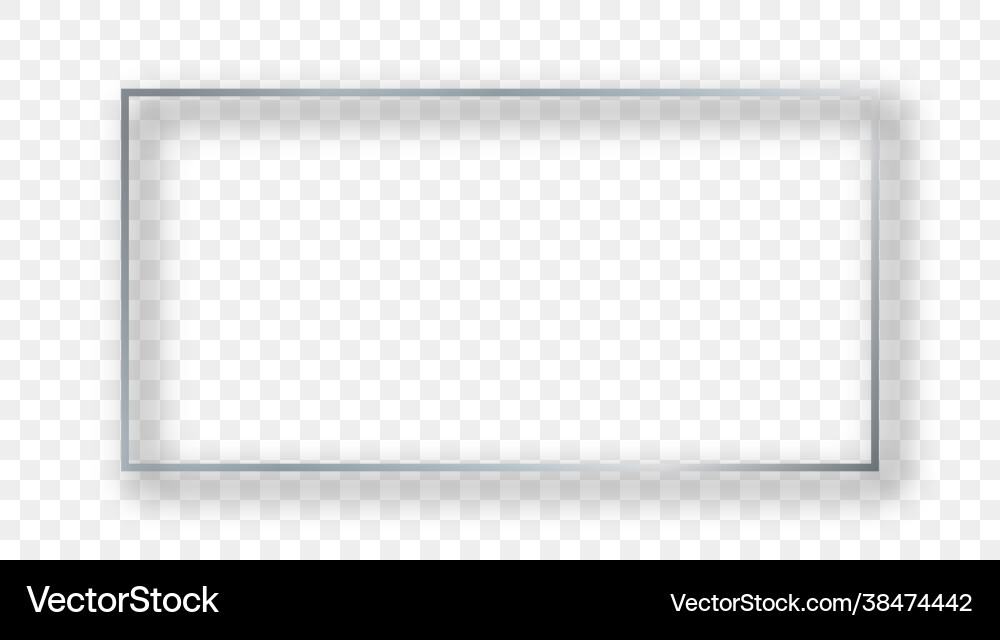 Silver glowing rectangular shape frame with shadow Silver glowing rectangular shape frame with shadow vector image