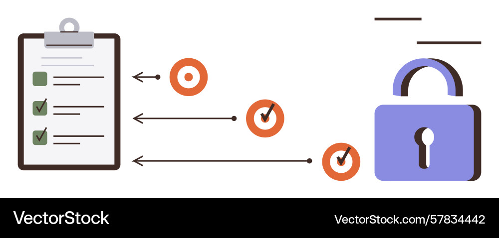 Task checklist linked to security lock Task checklist linked to security lock vector image