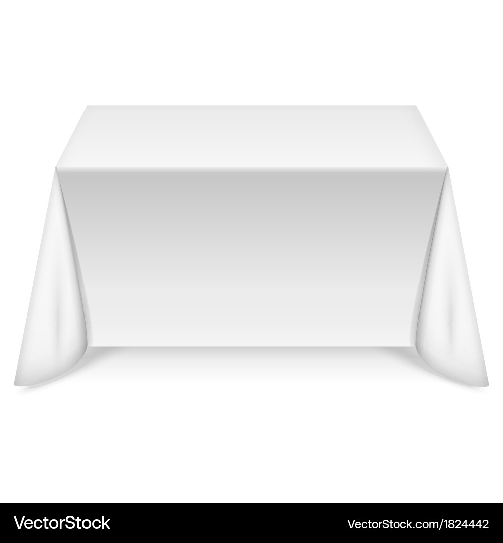 White Table with Tablecloth Vector Image