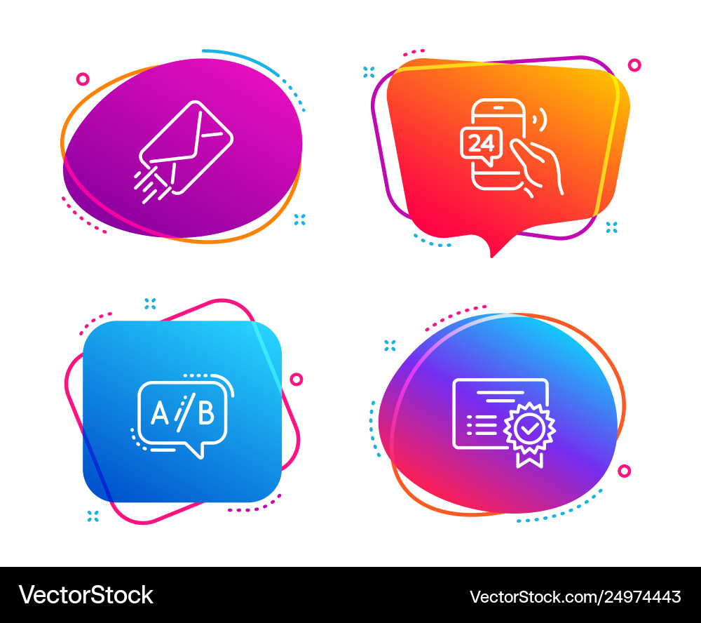24h service e-mail and ab testing icons set 24h service e-mail and ab testing icons set vector image