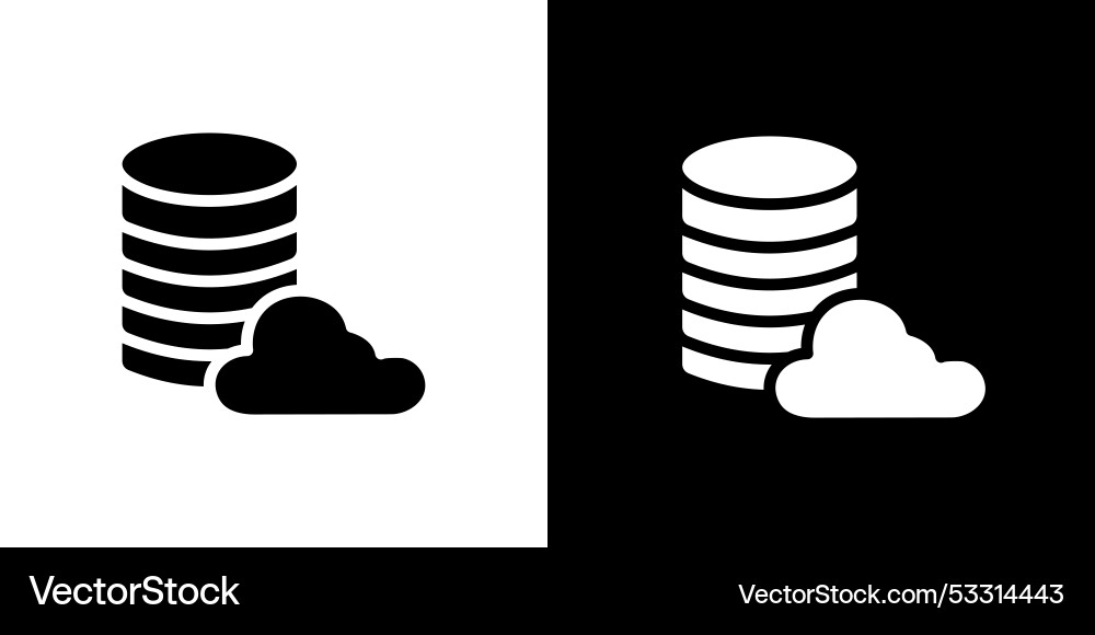 Cloud database icon isolated flat in outline Cloud database icon isolated flat in outline vector image