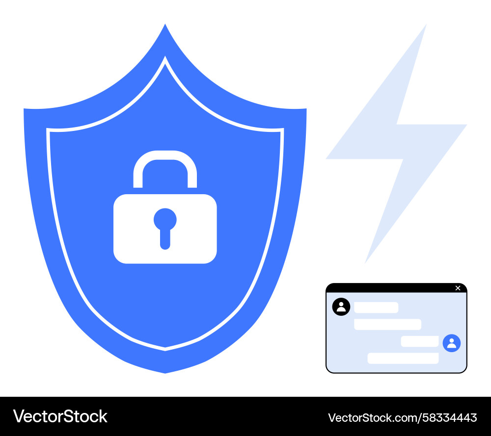Cybersecurity Shield with Chat Window Vector Image