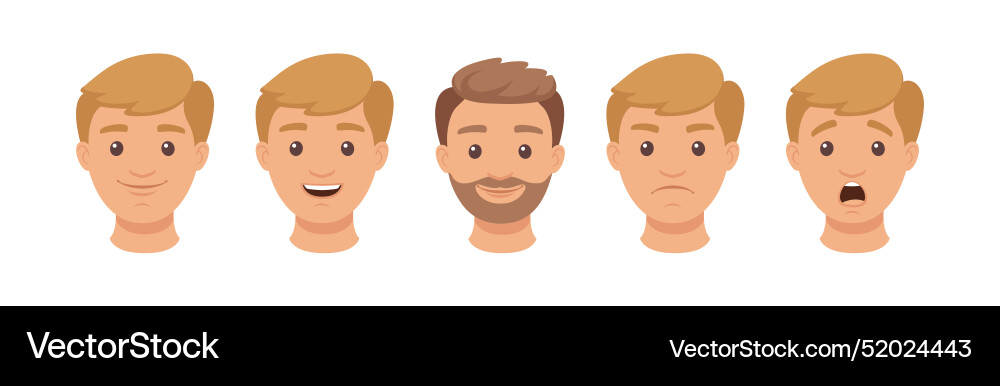 Handsome man character demonstrating emotion Handsome man character demonstrating emotion vector image