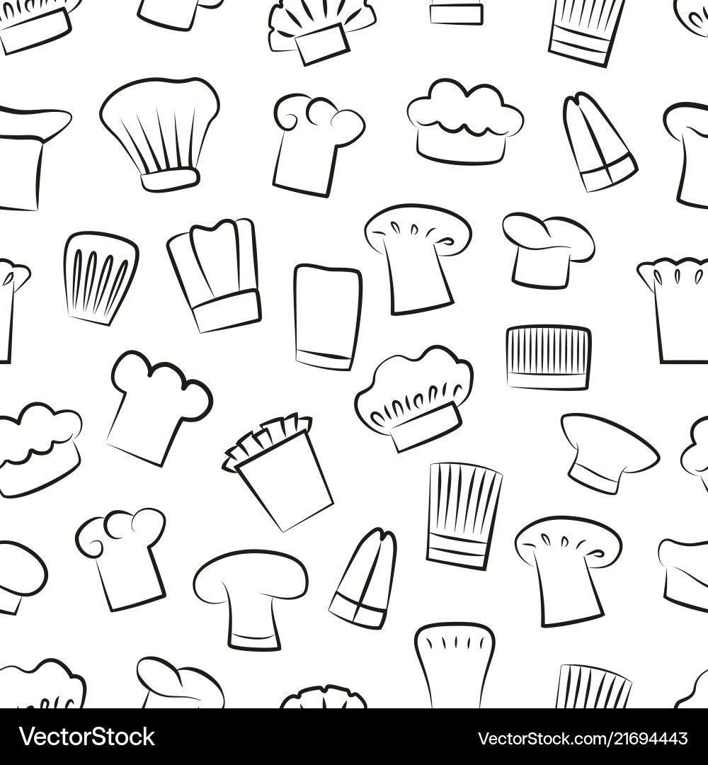 Hat of chef seamless pattern Vector Image