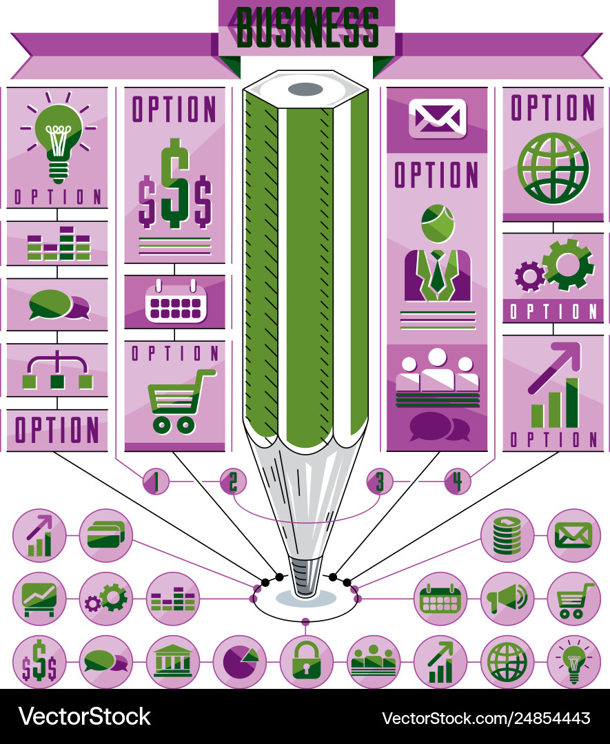 Infographics template centered dimensional Vector Image