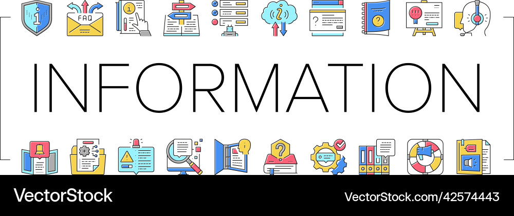 Information and client supporting icons set Information and client supporting icons set Vector Image