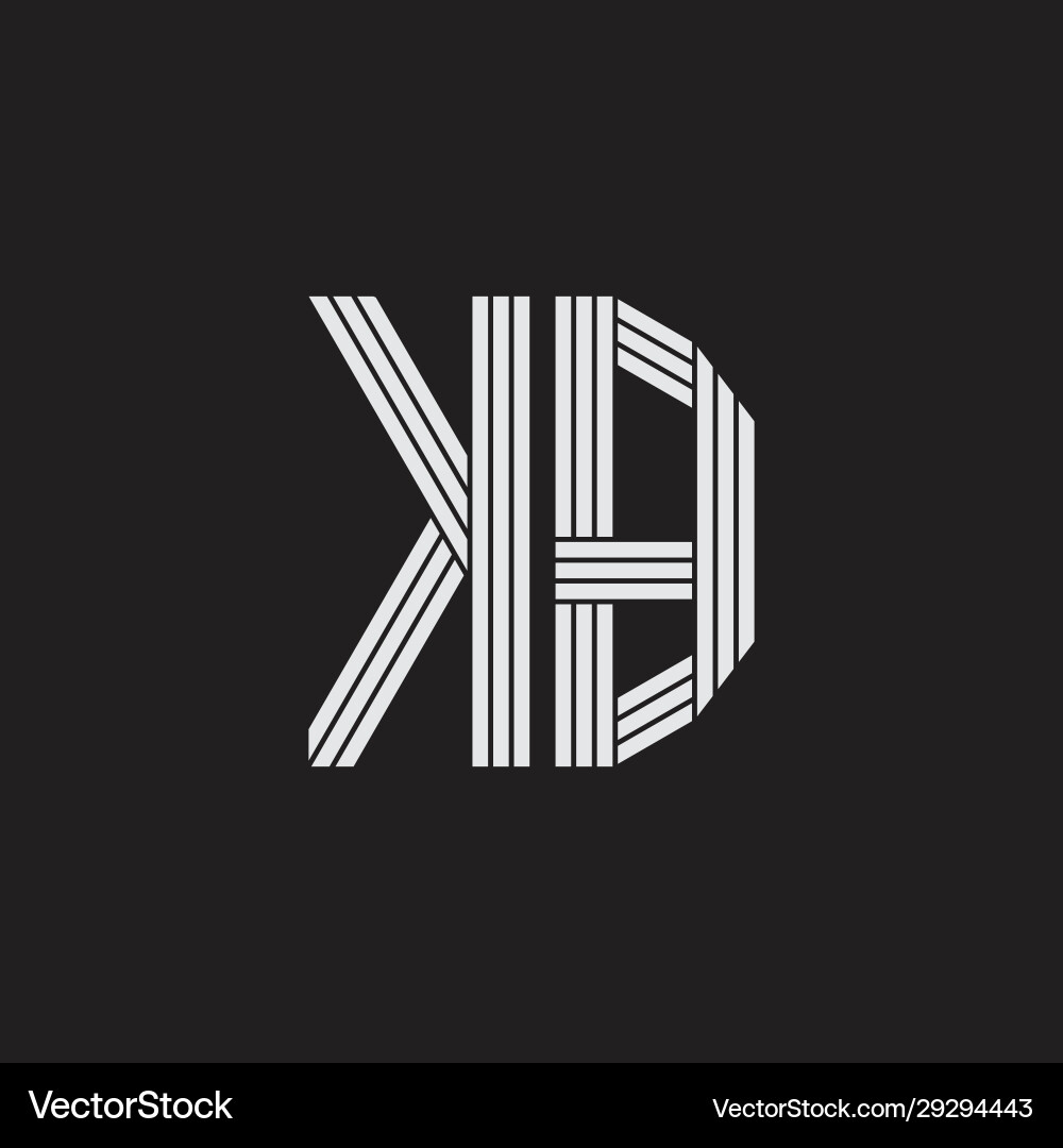 Kb logo monogram with outline style linked vector image