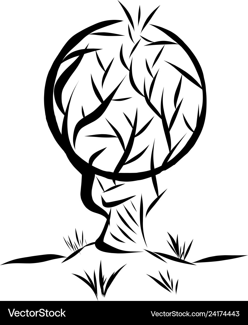 Logo in the form of an abstract tree with a round vector image