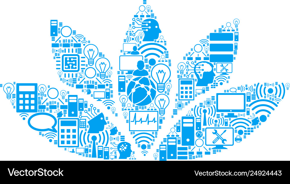 Lotus flower mosaic icon for bigdata and computing vector image