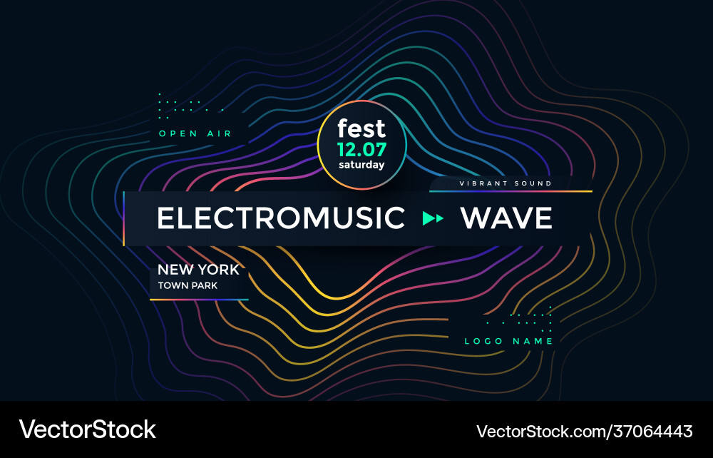Music wave poster design electronic sound Music wave poster design electronic sound vector image