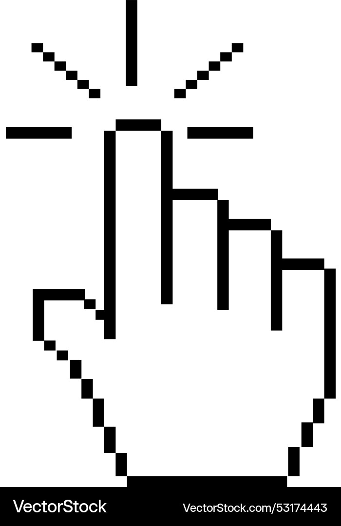 Pixel hand cursor click mouse Pixel hand cursor click mouse vector image