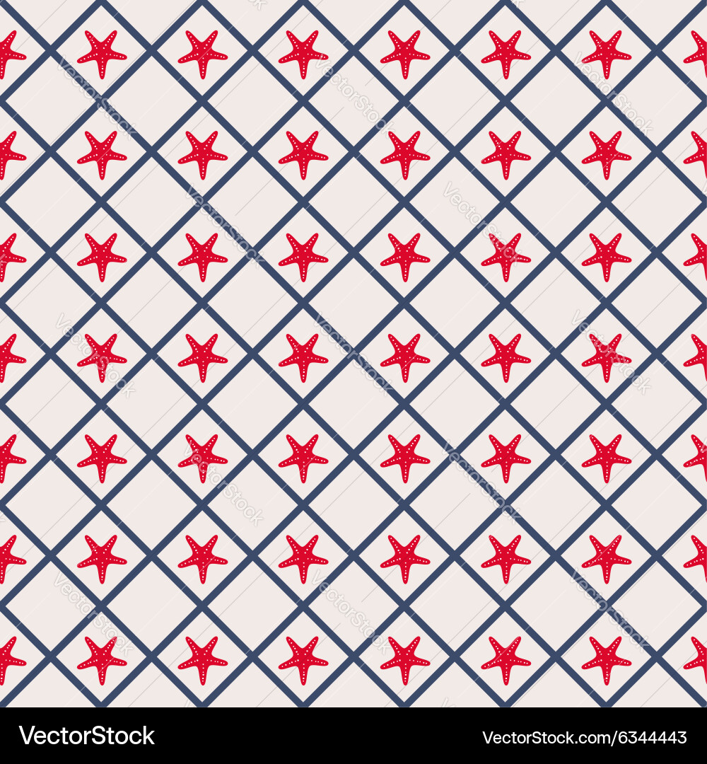 Seamless pattern with cross lines and starfish vector image