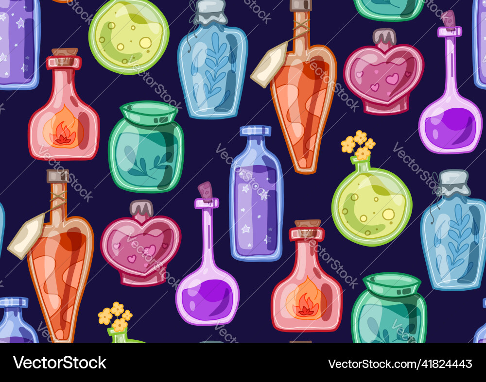 Seamless pattern with multicolored bottles Seamless pattern with multicolored bottles vector image