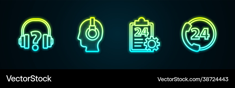 Set line headphones support operator in touch Set line headphones support operator in touch vector image