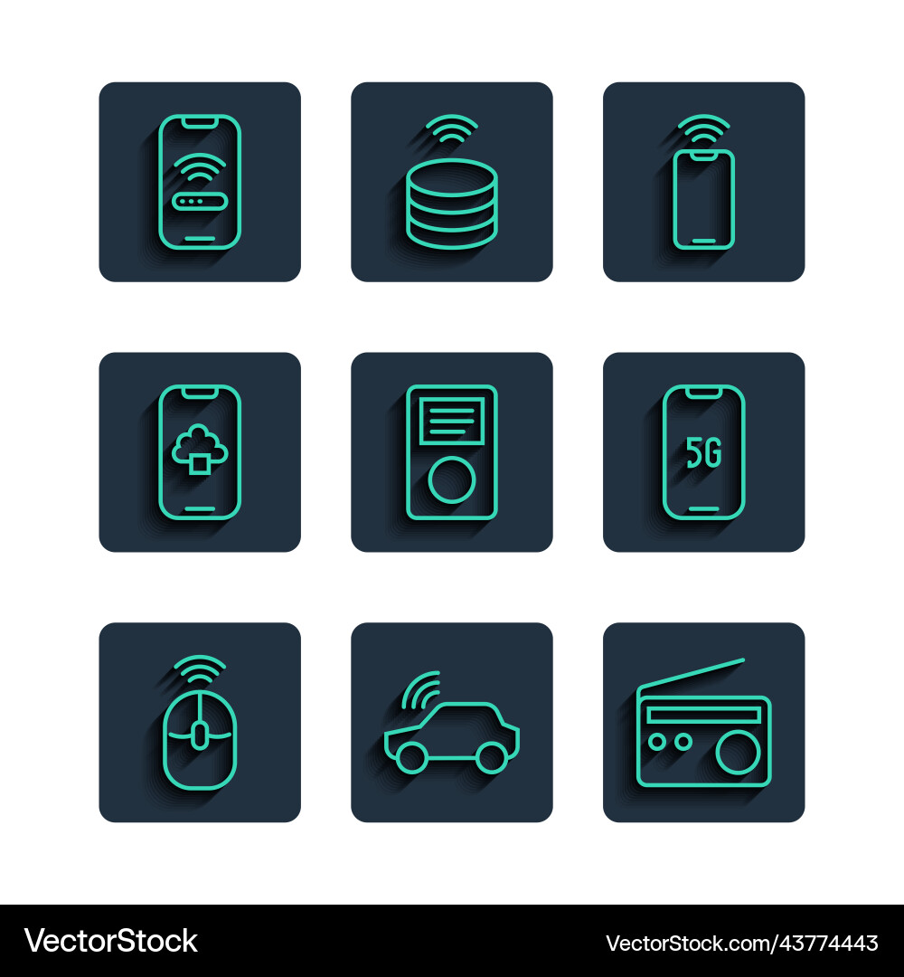 Set line wireless computer mouse smart car system Set line wireless computer mouse smart car system vector image