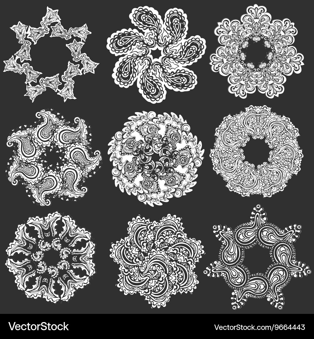 Set of round pattern vector image