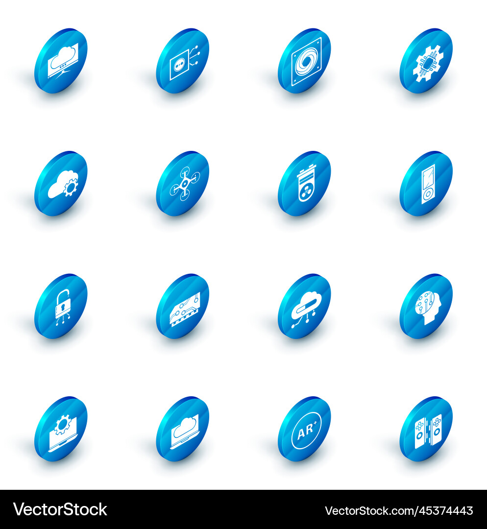 Set remote control computer cooler processor Set remote control computer cooler processor Vector Image