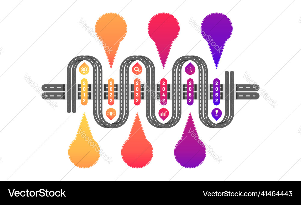 Smooth zig zag way cross tunnel roadmap timeline Smooth zig zag way cross tunnel roadmap timeline vector image