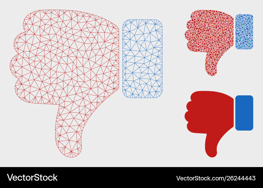 Thumb down mesh 2d model and triangle Thumb down mesh 2d model and triangle vector image