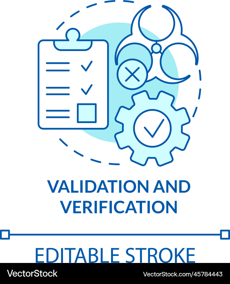 Validation and verification turquoise concept icon Validation and verification turquoise concept icon vector image