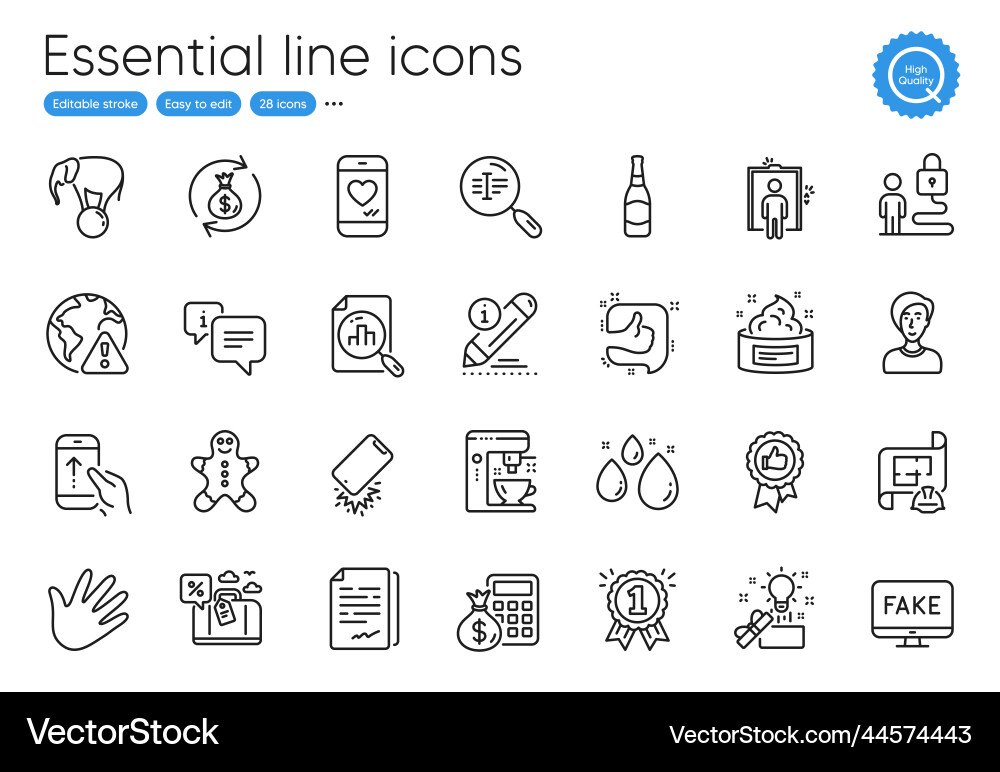 Water drop lock and document signature line icons Water drop lock and document signature line icons vector image