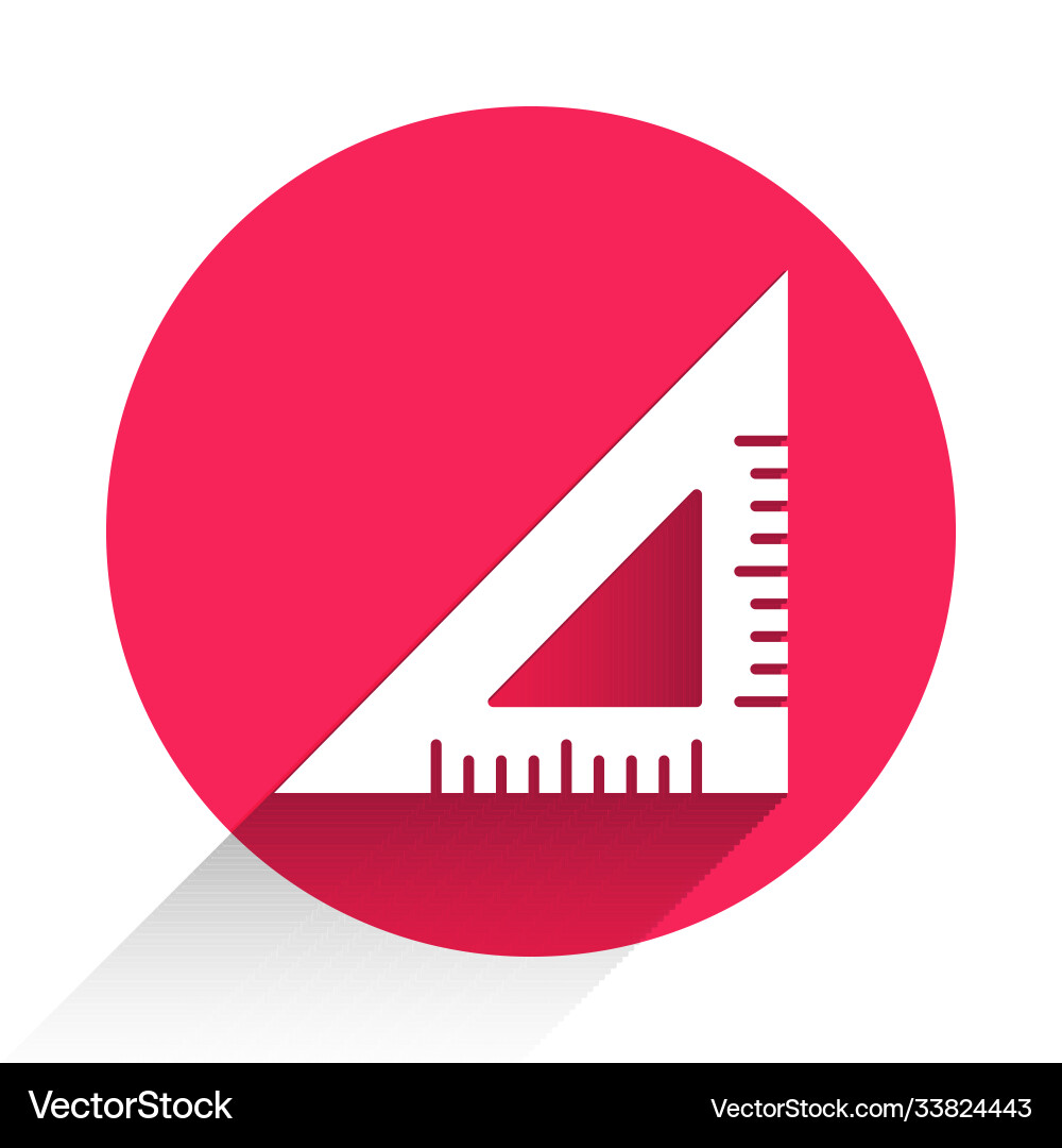 White triangular ruler icon isolated with long White triangular ruler icon isolated with long vector image