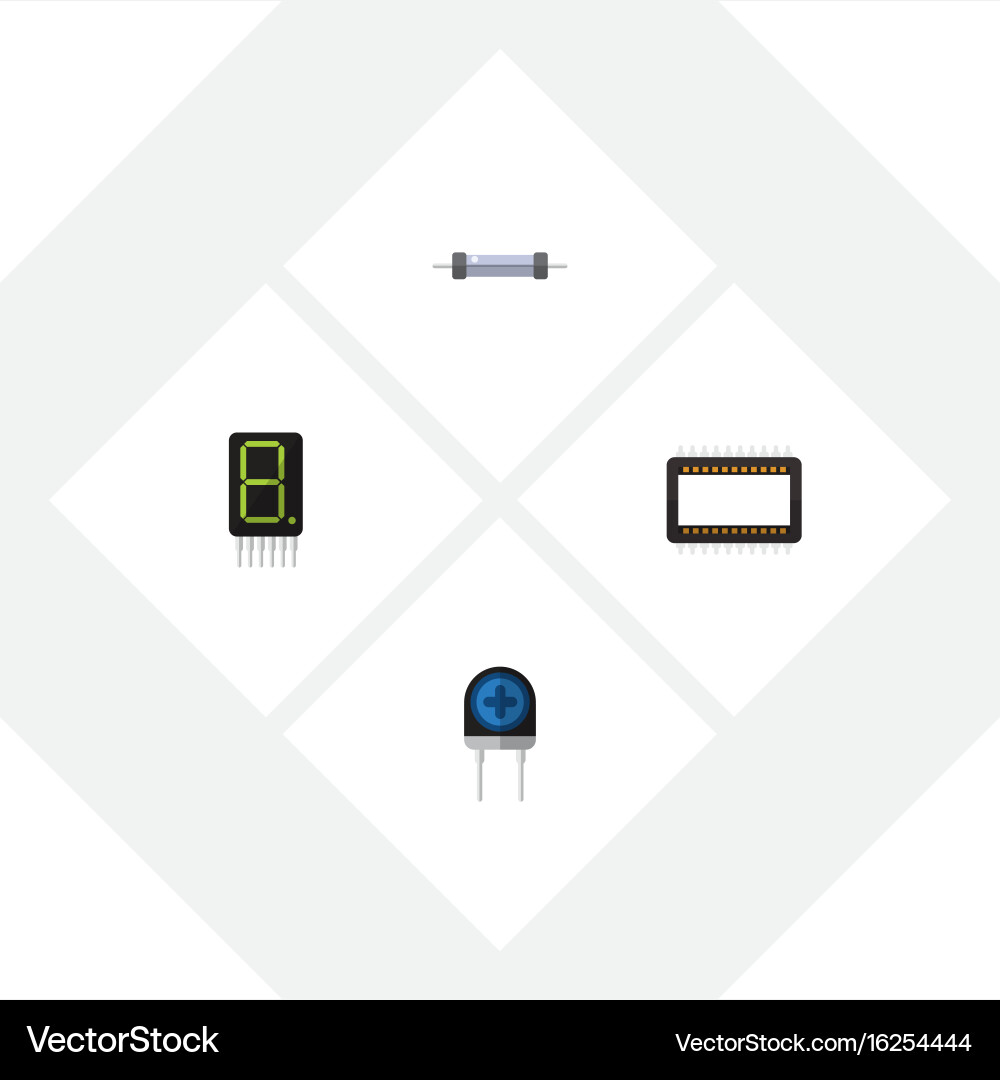 Flat icon device set of resistor mainframe Vector Image