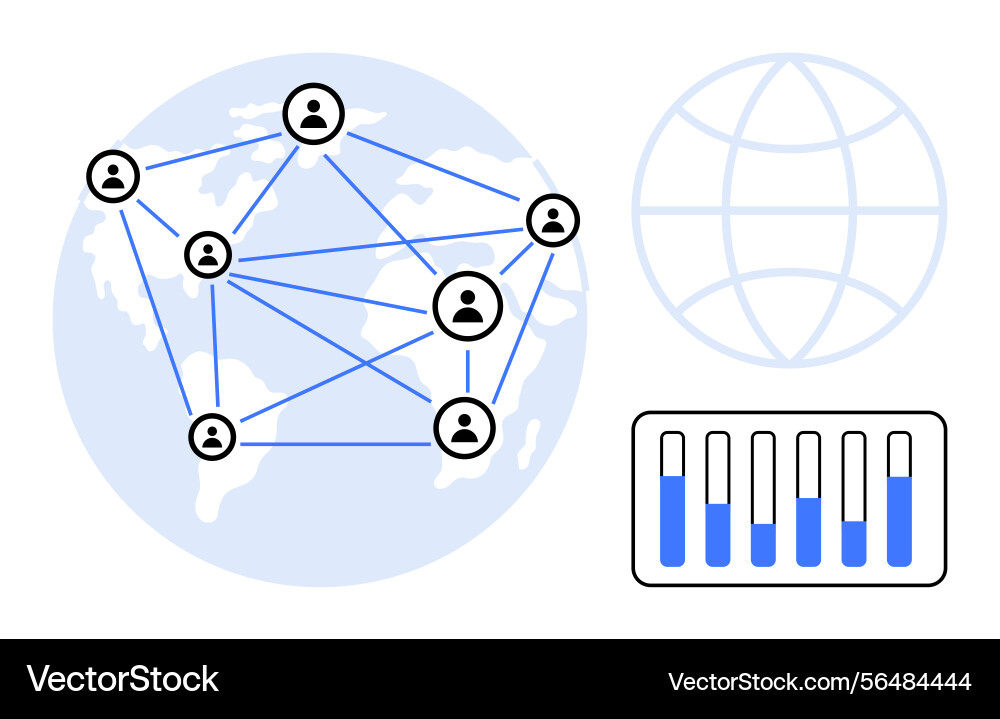Global network connections with user profiles Global network connections with user profiles vector image