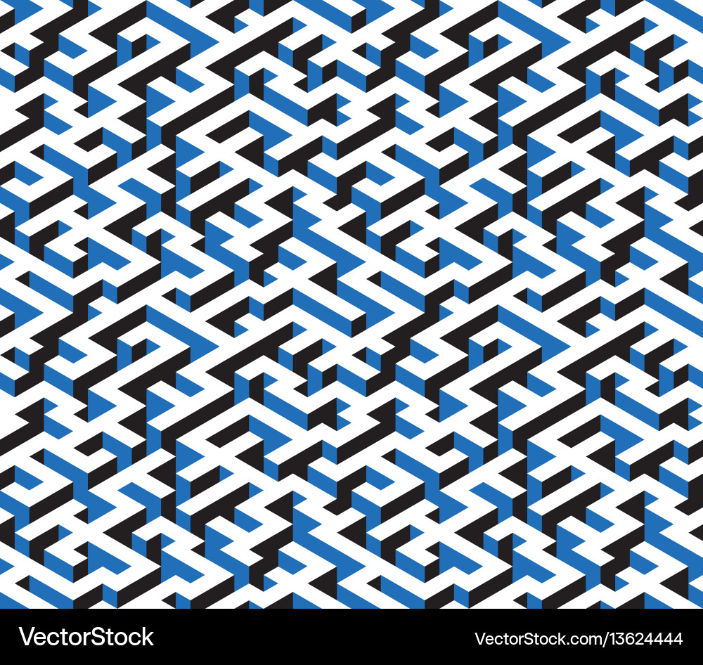 Maze labyrinth - isometric endless pattern Maze labyrinth - isometric endless pattern vector image