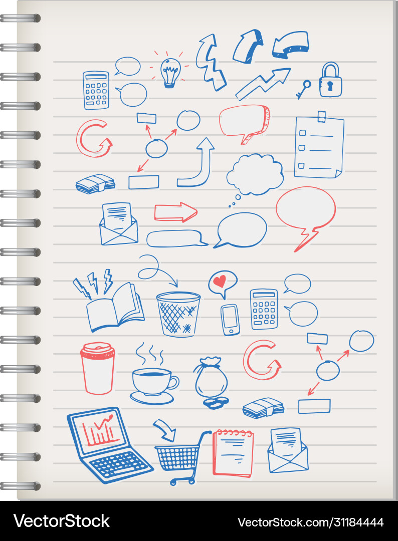 Various symbol on notebook vector image