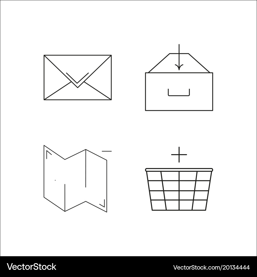 Web simple linear icon setsimple outline icons vector image