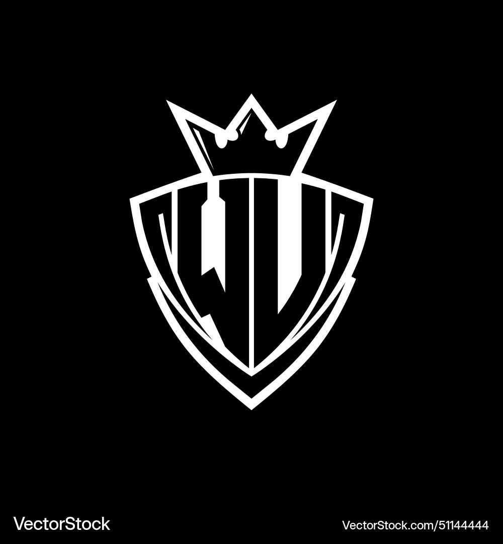 Wu letter logo with sharp triangle shield shape Vector Image