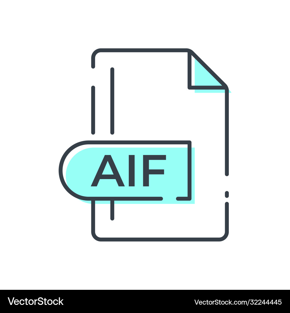 Aif file format icon extension line Vector Image